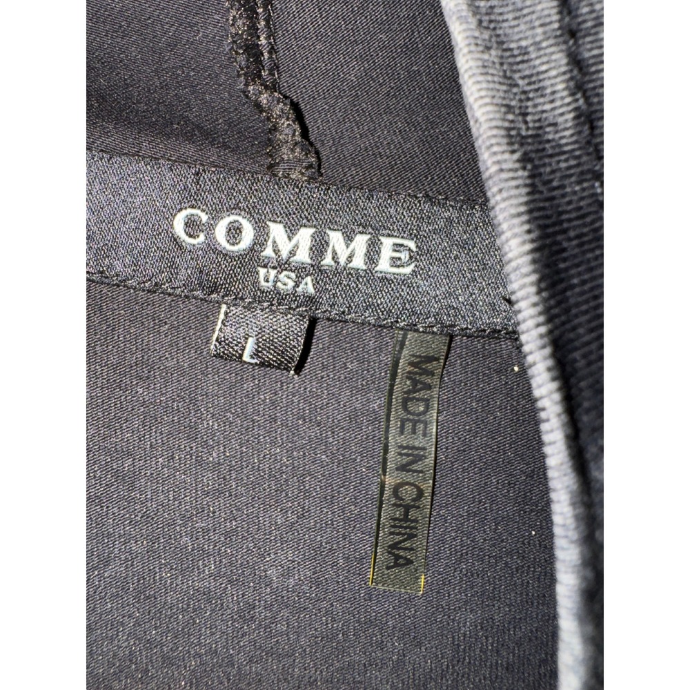 COMME USA Vest Black Acid Wash Asymmetrical Braided Drape Lagenlook L - Picture 3 of 5
